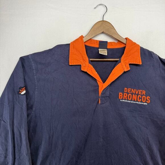 Vintage Denver Broncos Rugby Shirt men's XL Blue Embroidered Logo Collared y2k - Picture 1 of 9